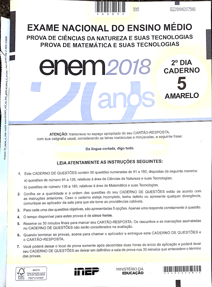 A prova de química teve menos questões de cálculo e foi mais simples que ano passado