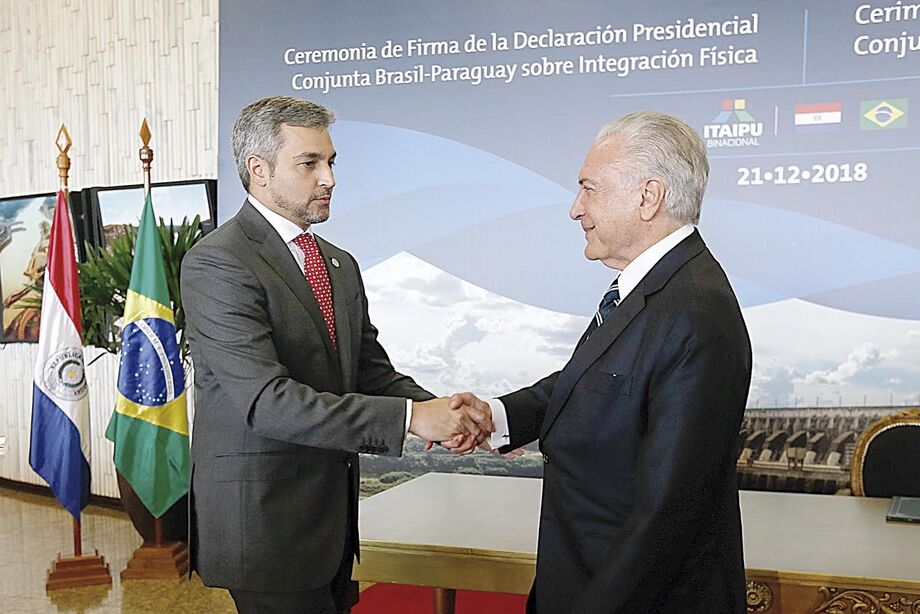 O presidente do país vizinho encerrou seu discurso dizendo que o Paraguai “sempre terá Temer como um amigo”