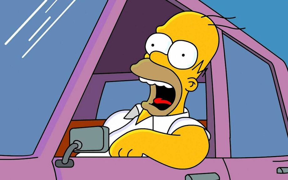 Homer envia um GIF dele mesmo se escondendo em um arbusto, numa atitude de vergonha