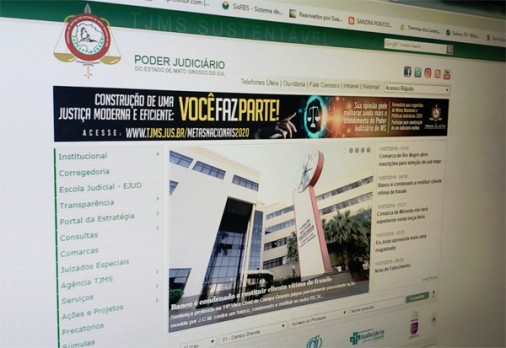 O portal do Tribunal de Justiça de Mato Grosso do Sul
