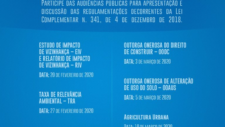 A proposta de regulamentação do EIV e seu respectivo Relatório de Impacto de Vizinhança foi objeto de estudos pela Planurb e Secretaria Municipal de Meio Ambiente e Gestão Urbana  (Semadur).