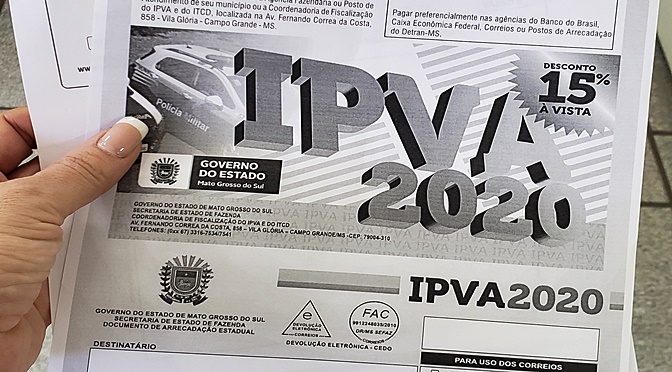 Até agora as duas primeiras parcelas do IPVA 2020 estão vencidas.