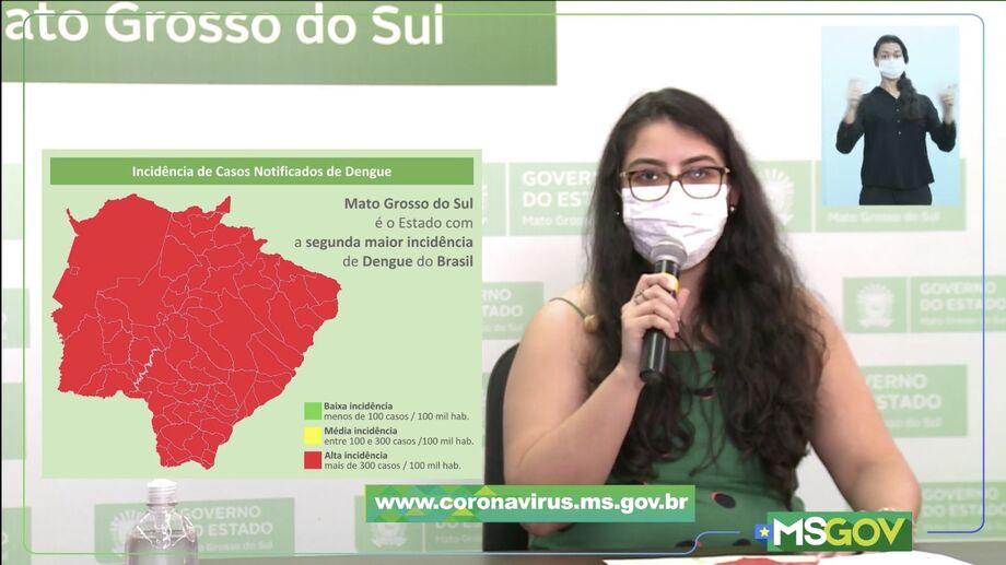 Gerente técnica de Doenças Endêmicas da SES, Jéssika Klener Lemos dos Santos divulgou os números da dengue em Mato Grosso do Sul.