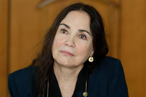 Regina Duarte durante reunião no Palácio do Planalto, no último dia 6 de maio.