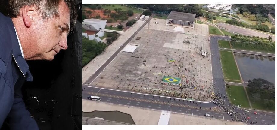Depois de sobrevoar a manifestação no helicóptero da Presidência,  Jair Bolsonaro percorreu a Praça dos Três Poderes e acenou para os manifestantes. Ele chegou a abraçar pelo menos três crianças.