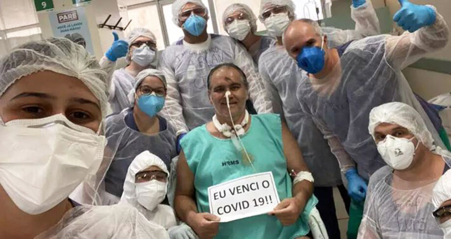 Paciente que ficou internado 27 dias na UTI do HR em Campo Grande comemora a saída