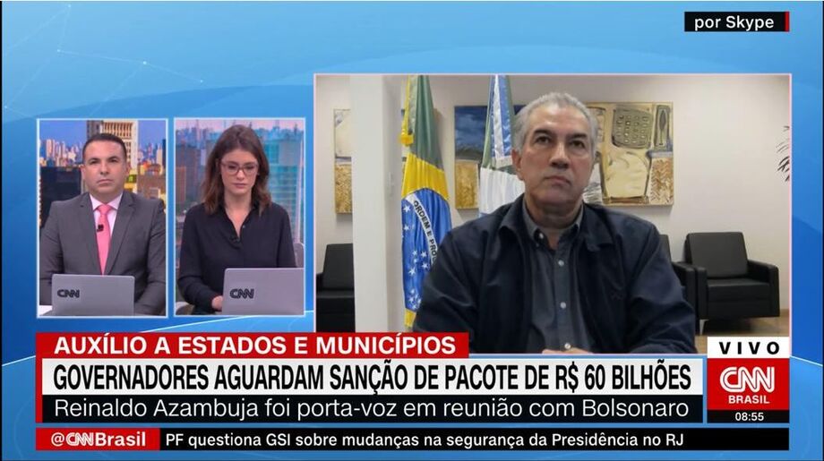 Em entrevista a CNN, governador Azambuja fala do pacote prometido por Bolsonaro