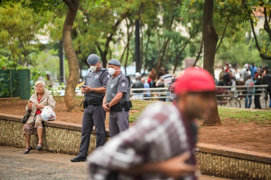 Policiais militares na Praça da Sé, no centro de São Paulo