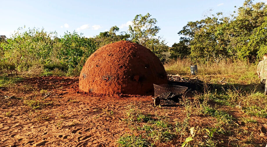 No local havia o funcionamento de uma carvoaria com um forno