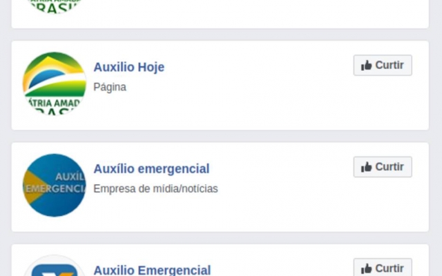 Já foram identificados 62 perfis falsos no Facebook e 117 no Instagram, a maioria se passava como páginas do governo federal ou de auxilios emergenciais