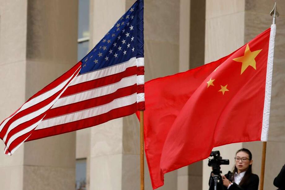 Bandeiras da China e dos Estados Unidos em Washington 09/11/2018