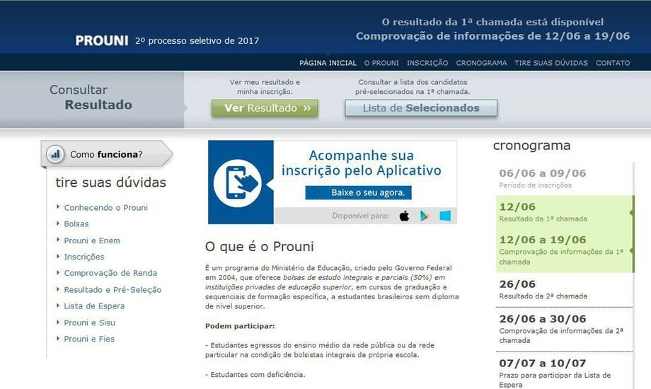 Site do Prouni
