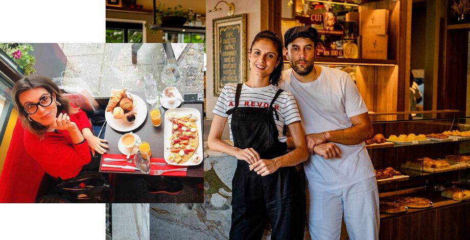 A professora de francês Jana Schmidt, e os proprietários da confeitaria La Parisienne, Paolla e Freddy Ayache.