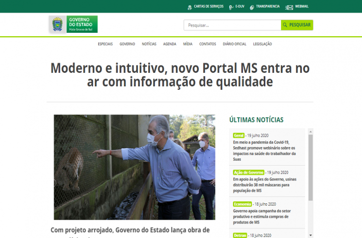 Novo lyout do portal do Governo do Estado