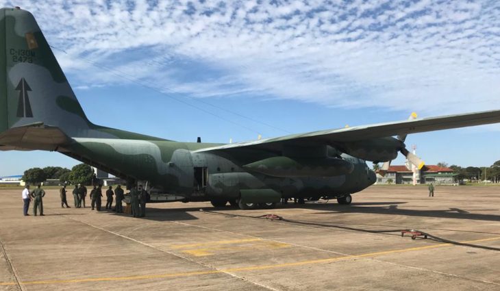 Hércules C-130 da FAB (Força Aérea Brasileira), que já está na Base Aérea de Campo Grande