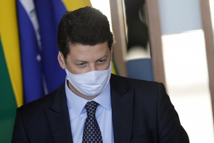 O ministro do Meio Ambiente, Ricardo Salles, durante cerimônia no Itamaraty.