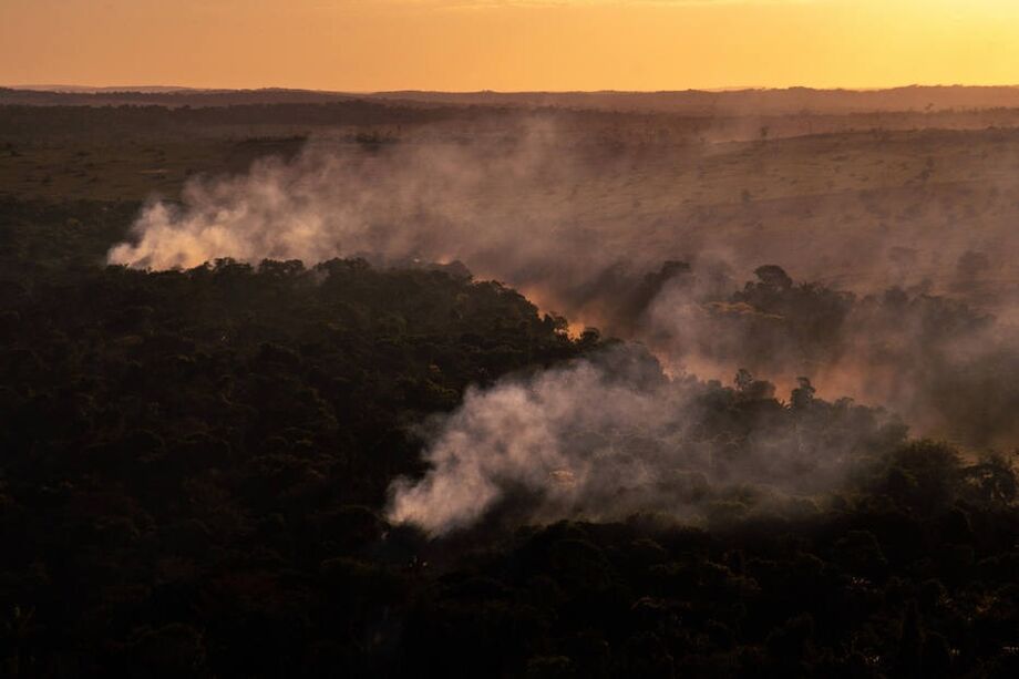 Fogo detectado na região de Alta Floresta, no Mato Grosso, no dia 9 de julho, onde recentemente havia ocorrido um desmatamento, de acordo com dados do Deter / Inpe