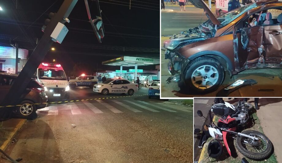Acidente aconteceu na noite de segunda-feira (03), em Três Lagoas (MS). Profissional do Samu, que dirigia o veículo, teve lesões leves.
