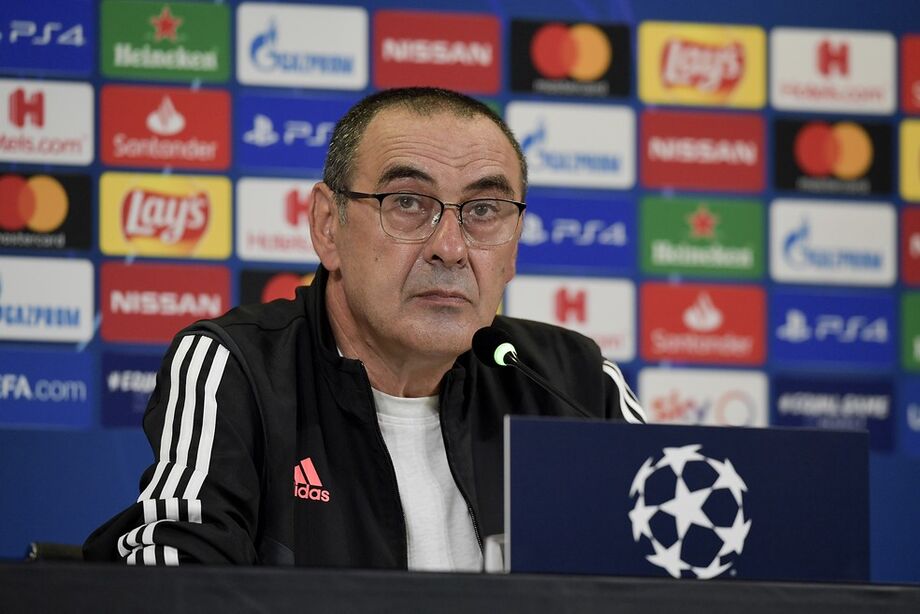 Maurizio Sarri, técnico da Juventus, em entrevista coletiva nesta quinta-feira