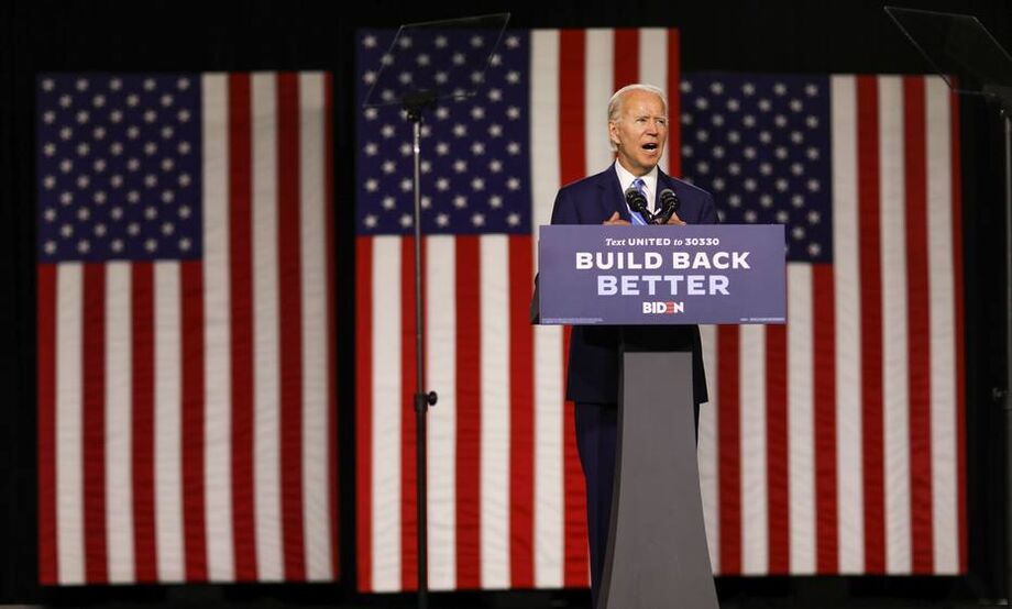 O candidato democrata à presidência dos EUA, Joe Biden, em campanha em Wilmington, Delaware