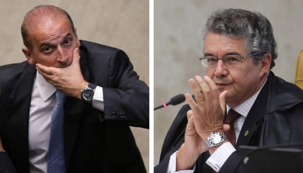 O ministro da Cidadania Onyx Lorenzoni e o ministro do Supremo Tribunal Federal Marco Aurélio Mello.