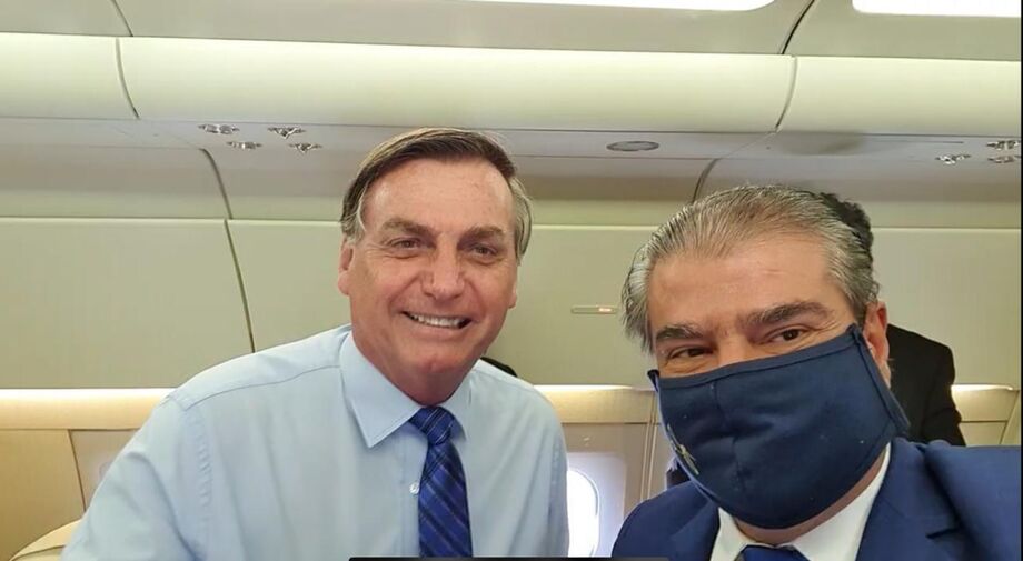 O presidente Bolsonaro e o senador Nelsinho Trad