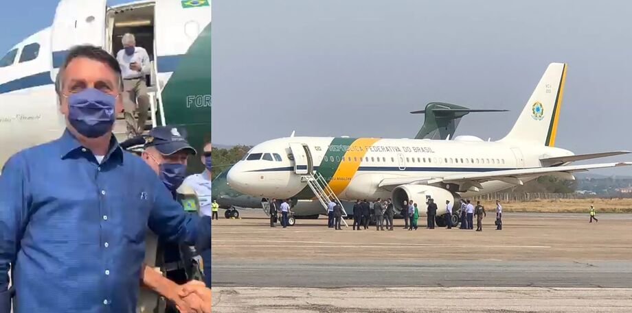 Avião presidencial ao pousar no aeroporto de Corumbá, em Mato Grosso do Sul