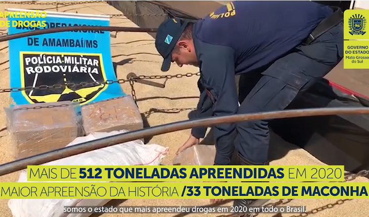MS é o Estado que mais apreendeu drogas em 2020 em todo o Brasil.