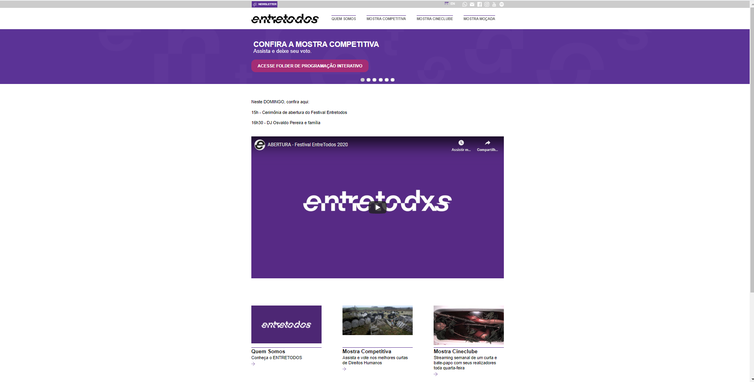 Página do site do festival Entretodos
