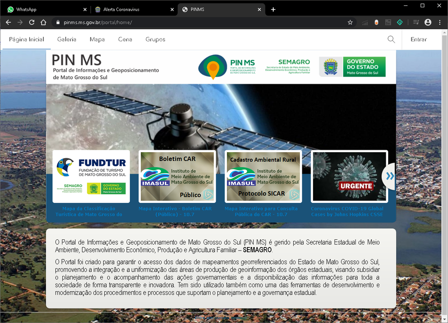 Por meio do PIN, o usuário tem à sua disposição dados geográficos e imagens de altíssima resolução de todos os municípios de Mato Grosso do Sul