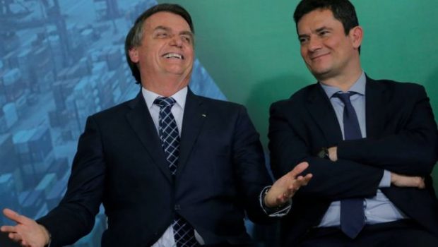 O presidente Jair Bolsonaro e o ex-ministro Sérgio Moro