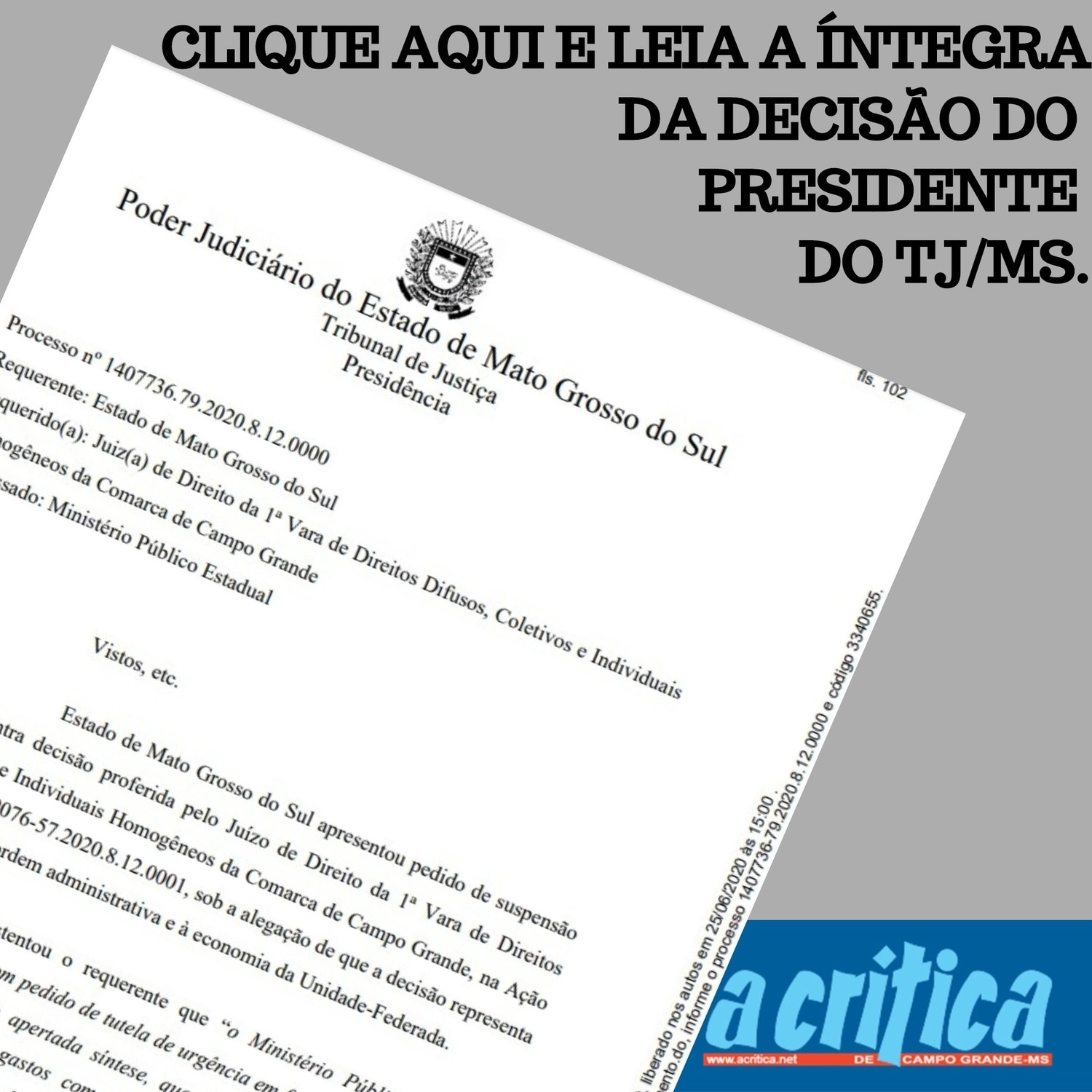 TJMS desbloqueia R$ 35 milhões do Governo do Estado destinados a campanhas educativas do coronavírus 