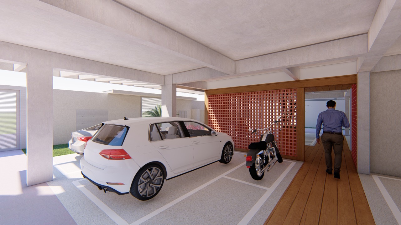 Garagem pode abrigar até dois veículos
