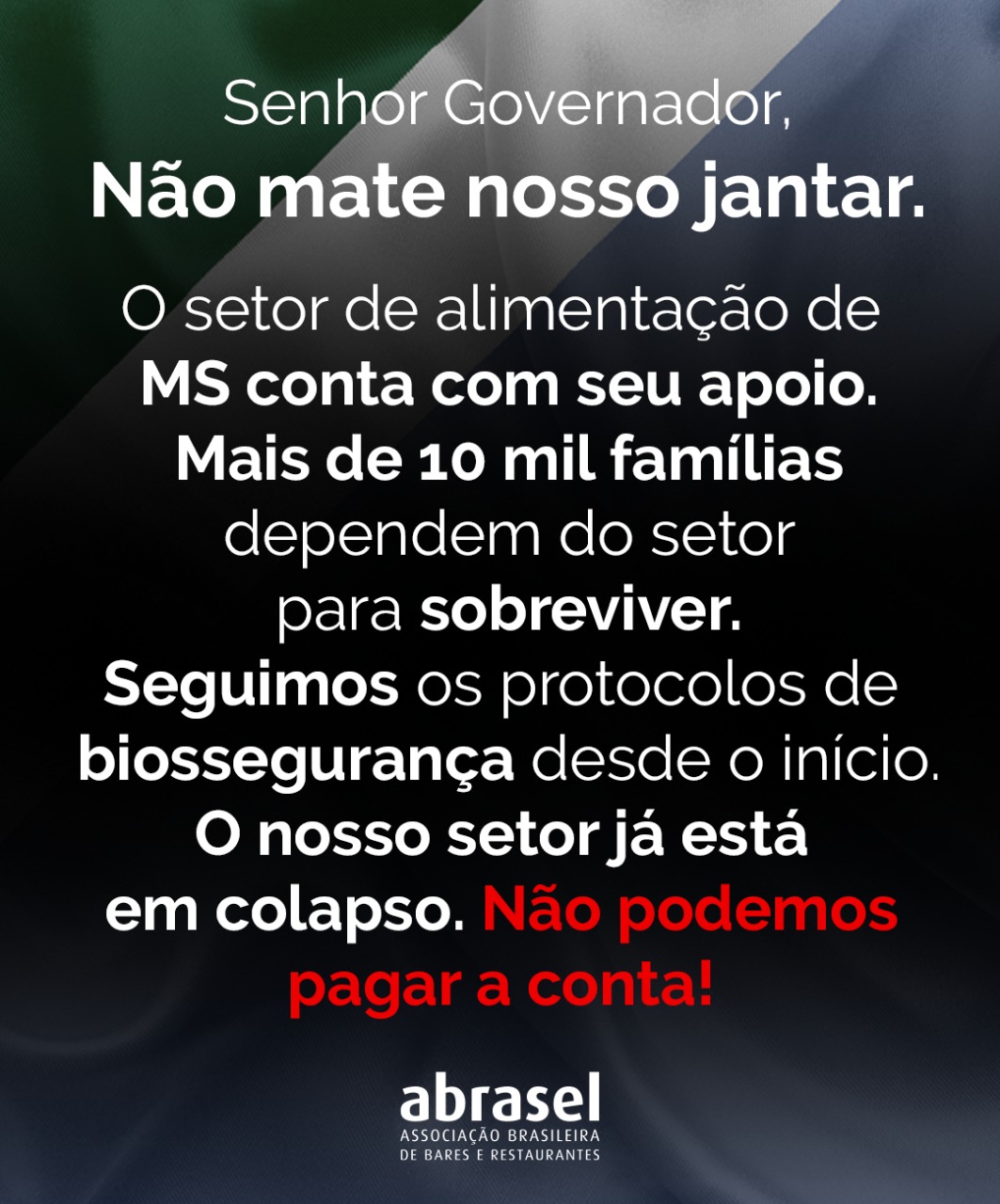 Nota pública da Abrasel/MS (Associação de Bares e Restaurantes)