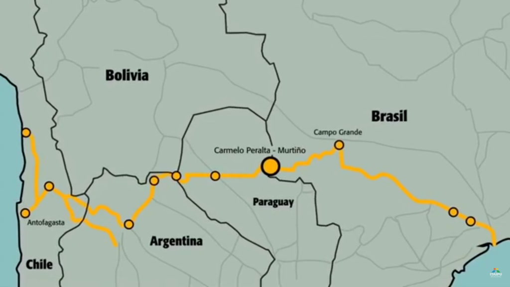 Considerado o principal projeto para efetivar a rota bioceânica, a ponte sobre o Rio Paraguai, que vai ligar as cidades de Porto Murtinho e Carmelo Peralta, terá um investimento previsto de US$ 82 milhões de dólares, tendo como responsável a Itaipu Binacional.