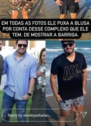 Story de Safadão defendendo André.