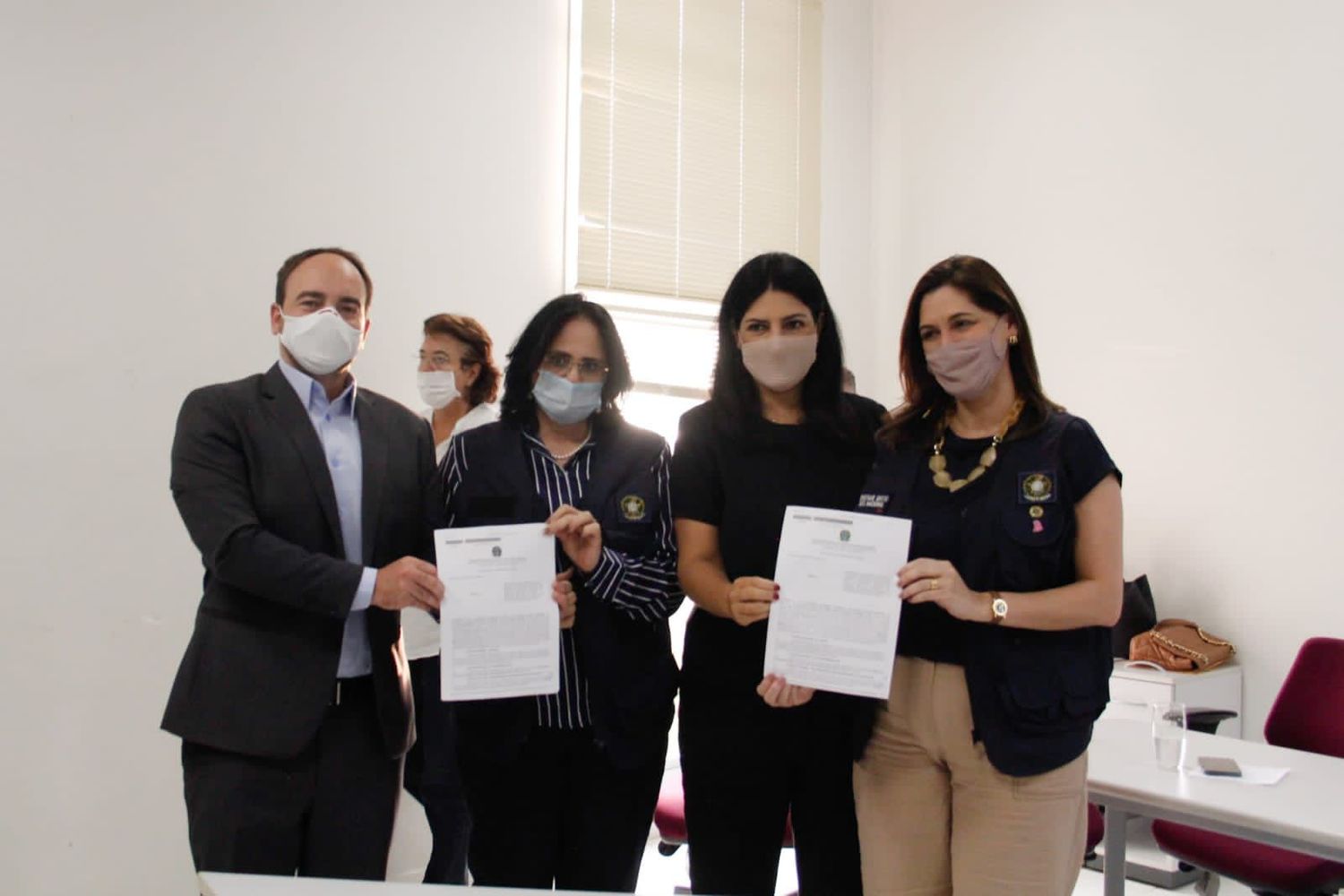 Secretário João Cesar Mattogrosso, ministra Damares, subsecretária Luciana Azambuja e Cristina Brito