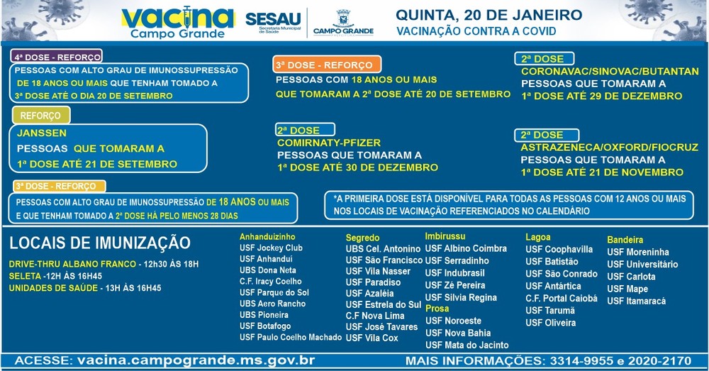 Vacina em Campo Grande nesta quinta-feira (20). 