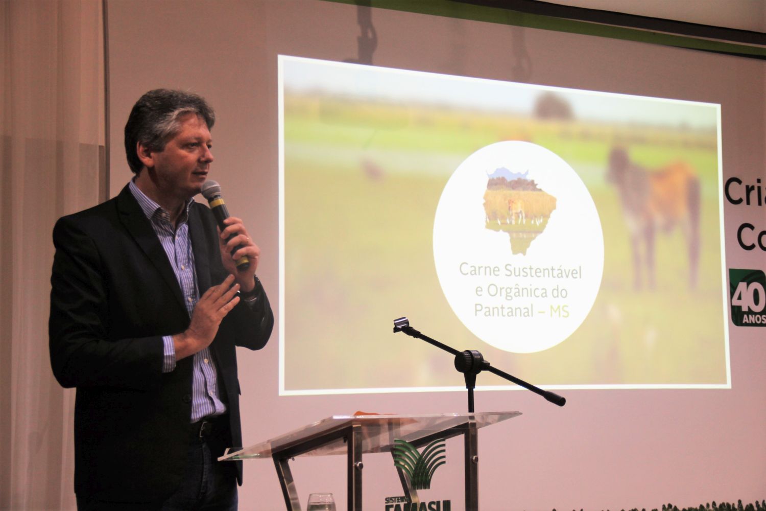 O secretário Jaime Verruck, no lançamento do programa Carne Sustentável e Orgânica do Pantanal.