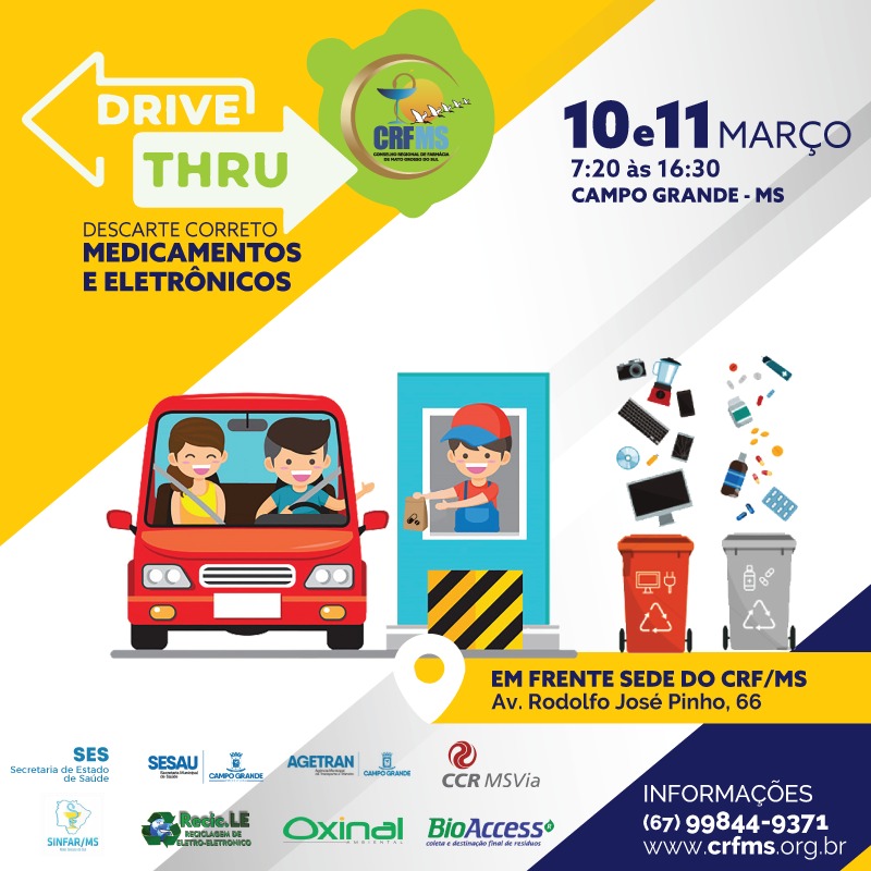 Conselho de Farmácia e parceiros realizam 2º Drive Thru do Descarte Correto de Medicamentos e Eletrônicos