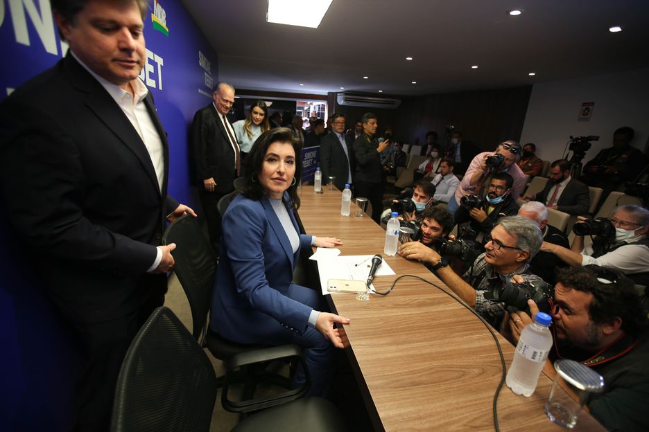 A pré-candidata do MDB à Presidência, senadora Simone Tebet.