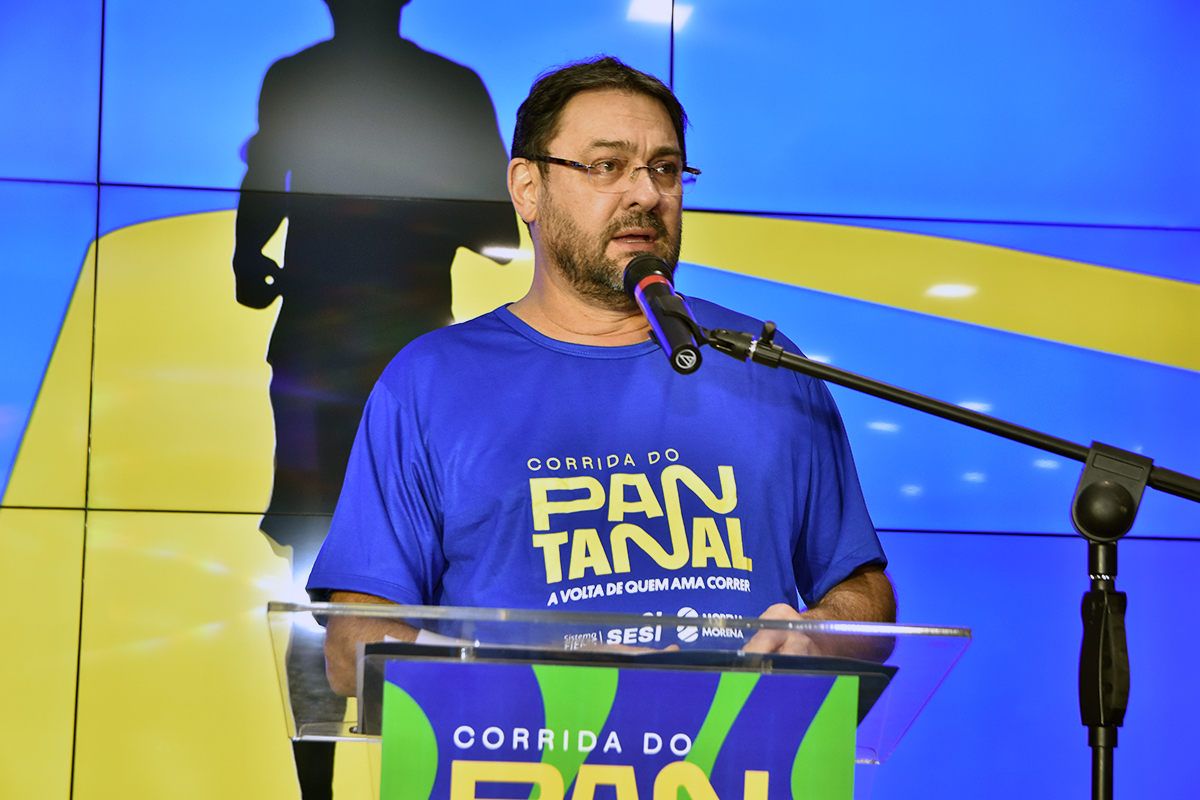 O presidente da Fiems, Sergio Longen, durante o lançamento da Corrida do Pantanal. 