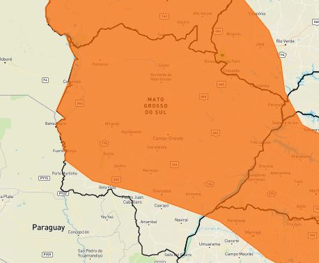 Maior parte do Mato Grosso do Sul está sob o alerta