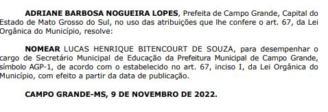Nomeação no Diário Oficial 