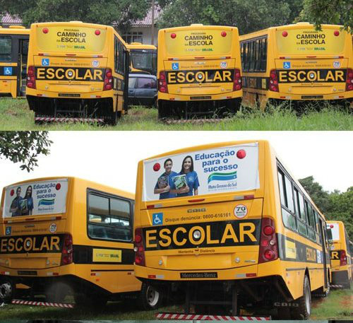 Ônibus recebidos do governo federal com nova adesivagem 
