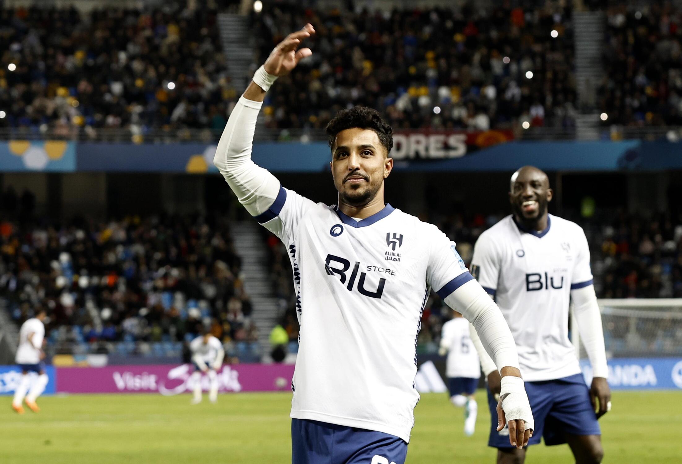 Salem Al Dawsari celebra um de seus gols pelo Al Hilal contra o Flamengo.