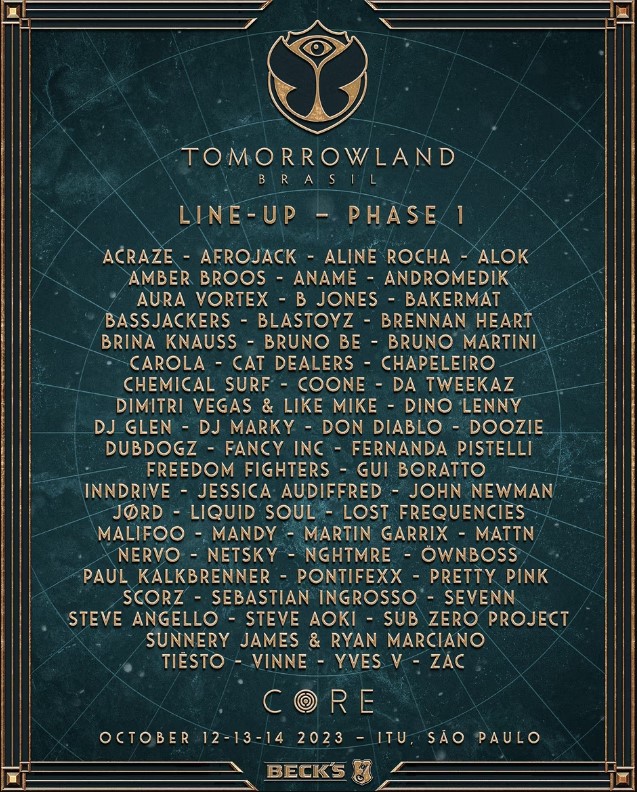 Line-up do Tomorrowland Brasil 2023 
