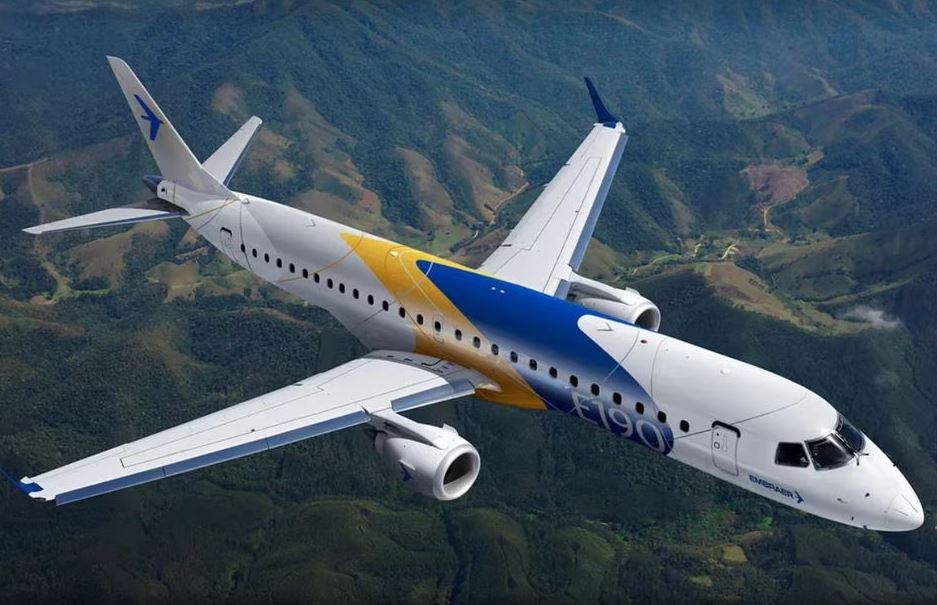 Aeronave E-190, versão E-2, foi comprada por Leila Pereira e será usada pelo time do Palmeiras.  Foto: Divulgação/Embraer