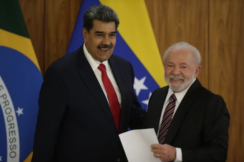 Nicolás Maduro encontra o presidente Lula no Palácio do Planalto em Brasília. 