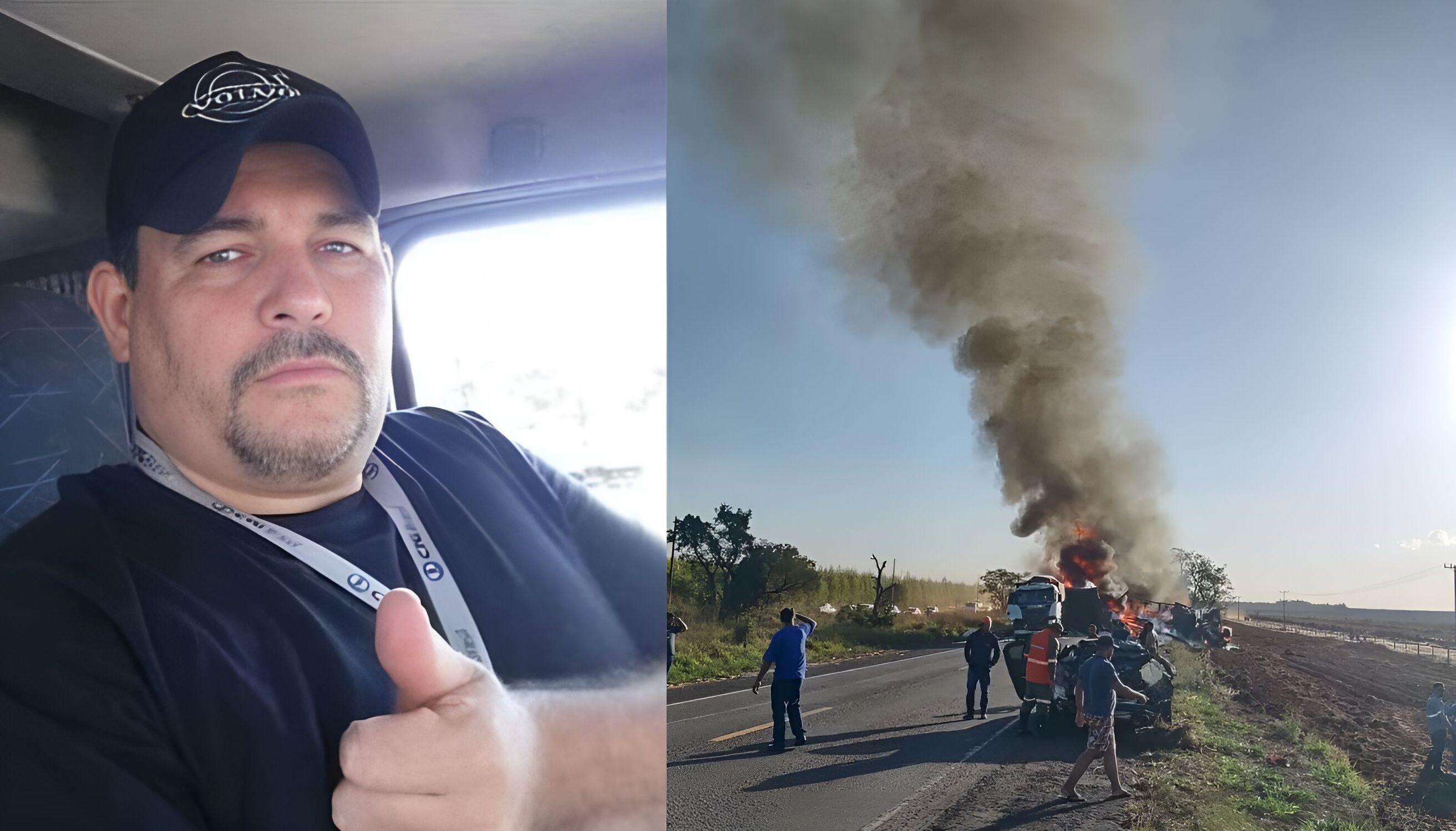 Reinan colidiu contra caminhões no PARE-SIGA e morreu carbonizado, preso às ferragens. Fotos Reprodução